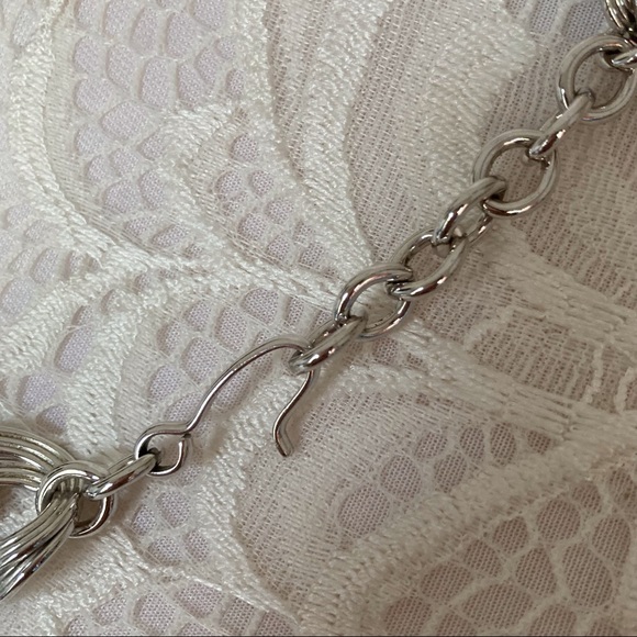 MONET signed vintage heavy silver tone link chain necklace adjustable 20” - Picture 4 of 4